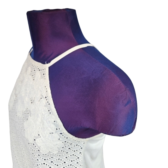 Zara Trafaluc White Eyelet Halter Tank Top Size Small Women's - Picture 3 of 8
